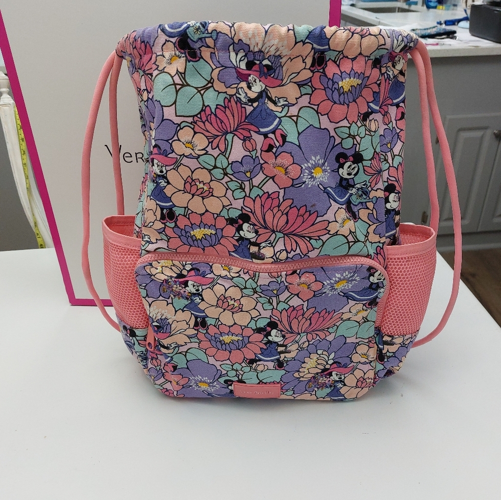Vera Bradley Disney Drawstring Backpack Minnie's Garden Party